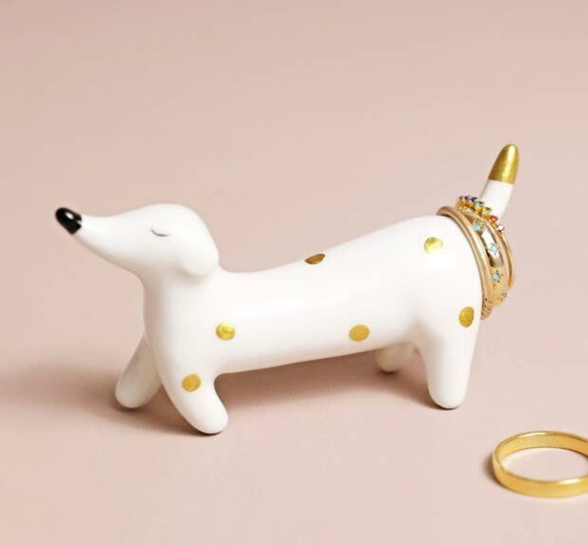 Ceramic Sausage Dog Ring Holder