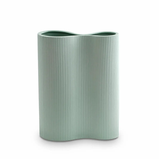 Blue Ribbed Porcelain Infinity Vase